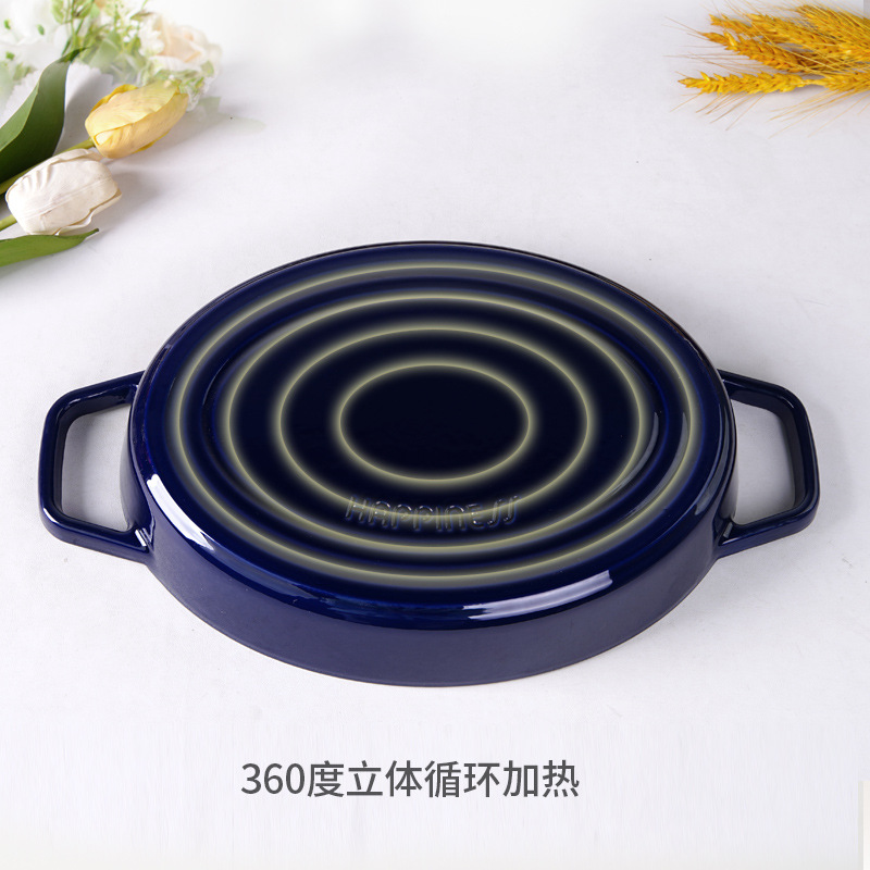 Little Happiness 32cm olla de esmalte de hierro fundido olla de mariscos estofado olla doméstica multifuncional sin recubrimiento