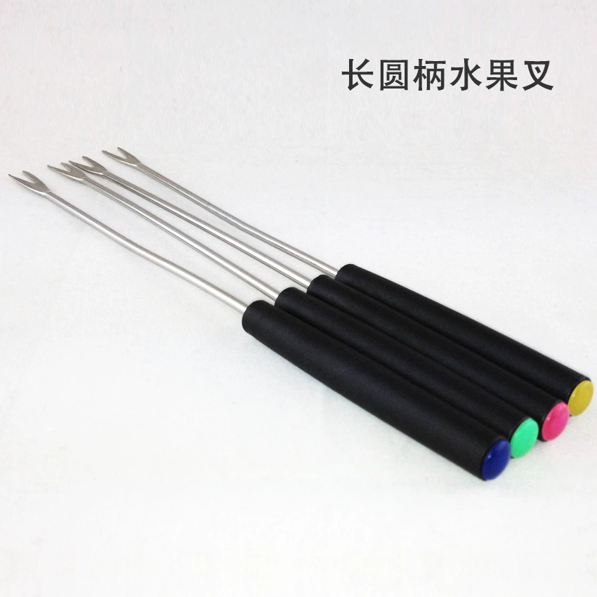 Вилка для фруктов из нержавеющей стали Сплошной цвет Сырная вилка Скандинавский сыр Горячий горшок Вилка Семейный отель Два зубчатых фруктового салата Знак