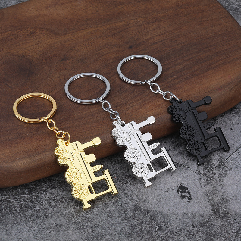 Factory Direct Cross-border Hot Sale Retro Simulation Steam Train Model Keychain Metal Keychain Pendant Gift