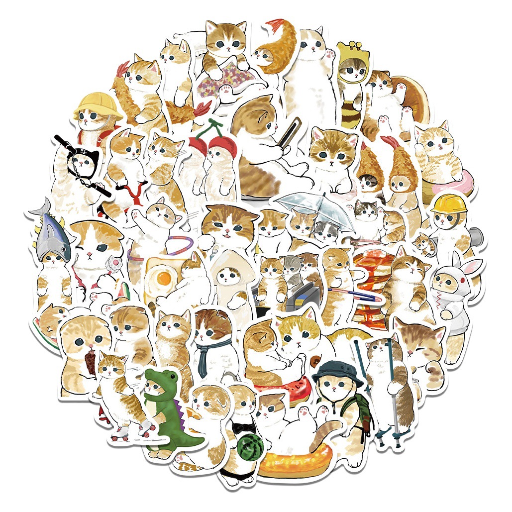 Lindo gatito perro colección pegatinas creativo de dibujos animados a prueba de agua portátil taza teléfono móvil patineta Diario pegatinas