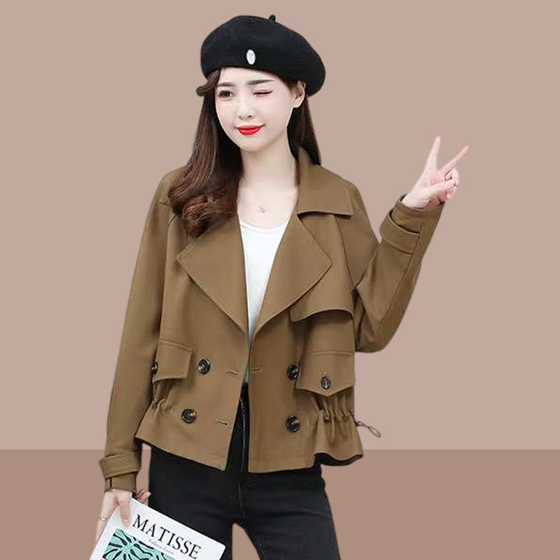 Short Trench Coat for Women 2025 Spring and Autumn New Petite High-End Stylish Top Double-Breasted Jacket Popular Style