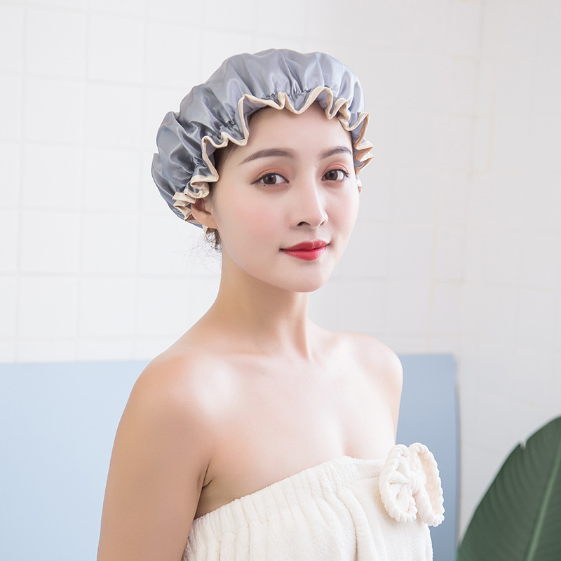 大人用二重層防水シャワーキャップ、女性用シャワー、入浴、キッチン、油煙防止ヘアキャップ、シャンプーキャップ、入浴キャップ、ヘアケア|undefined