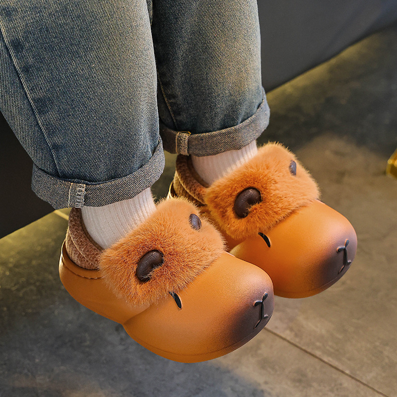 Bolsos de invierno para niños, zapatos de algodón de tacones, niños y niñas, calentamiento y terciopelo impermeable para el hogar, niños mayores y niños, traposas de algodón