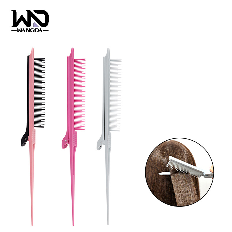 Cross-border Venta caliente multi-función de pinza de pelo teñido peine de peluquería de corte de pelo de la partición de corte de pelo de plástico punta de cola peine