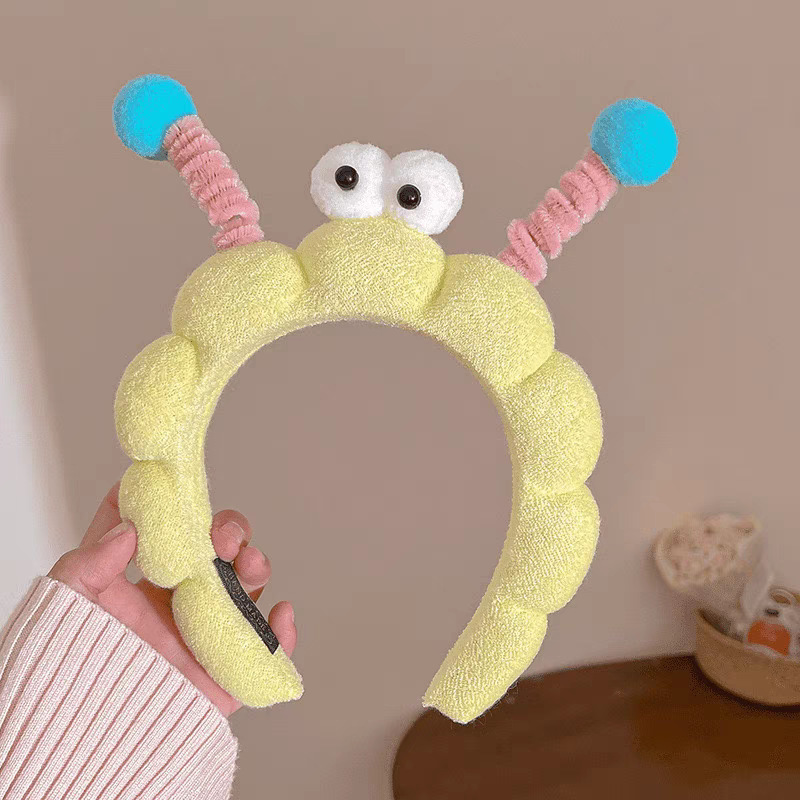女の子ツイストスティックかわいい大きな目のぬいぐるみヘアフープ女性面白いツイストスティックヘアピン洗顔インターネットセレブヘッドバンドヘアアクセサリー|undefined