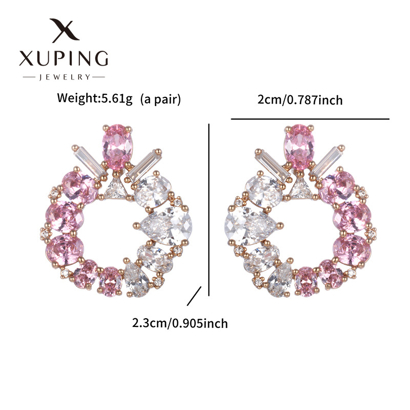 Pendientes de circonio cúbico sintético con incrustaciones de lujo ligero de temperamento de moda Xuping Pendientes de estilo de diosa de alta calidad