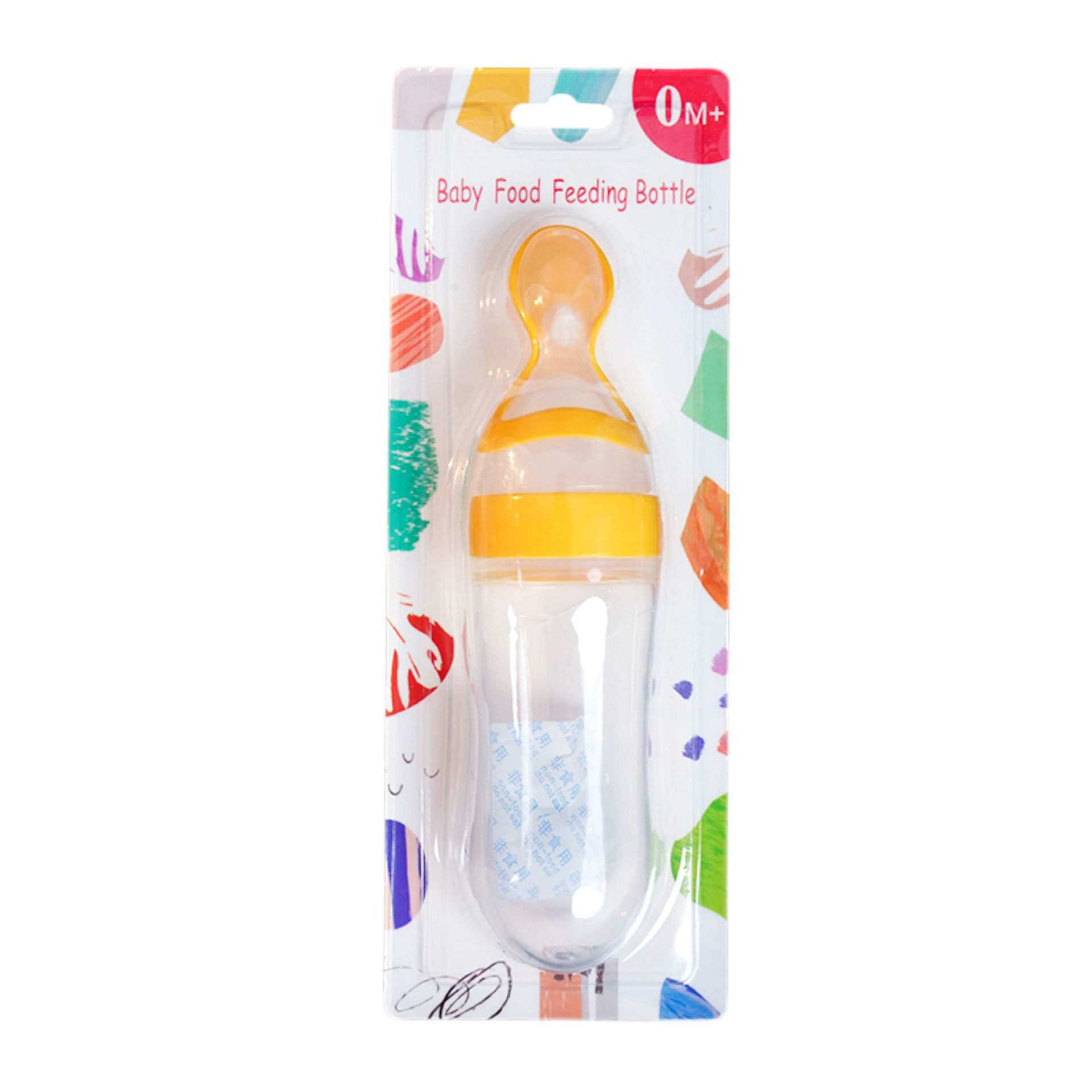 Tarjeta inglesa bebé botella de pasta de arroz bebé botella de alimentación de silicona cuchara de apretón niños suplemento alimenticio botella cuchara de pasta de arroz