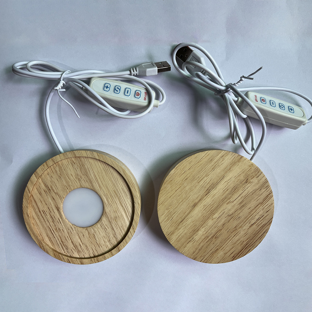 Yonii Small Light Diffusion Model with Engraved Steps, Wooden and LED Light Base with USB, Small Night Lamp, Round Ornament