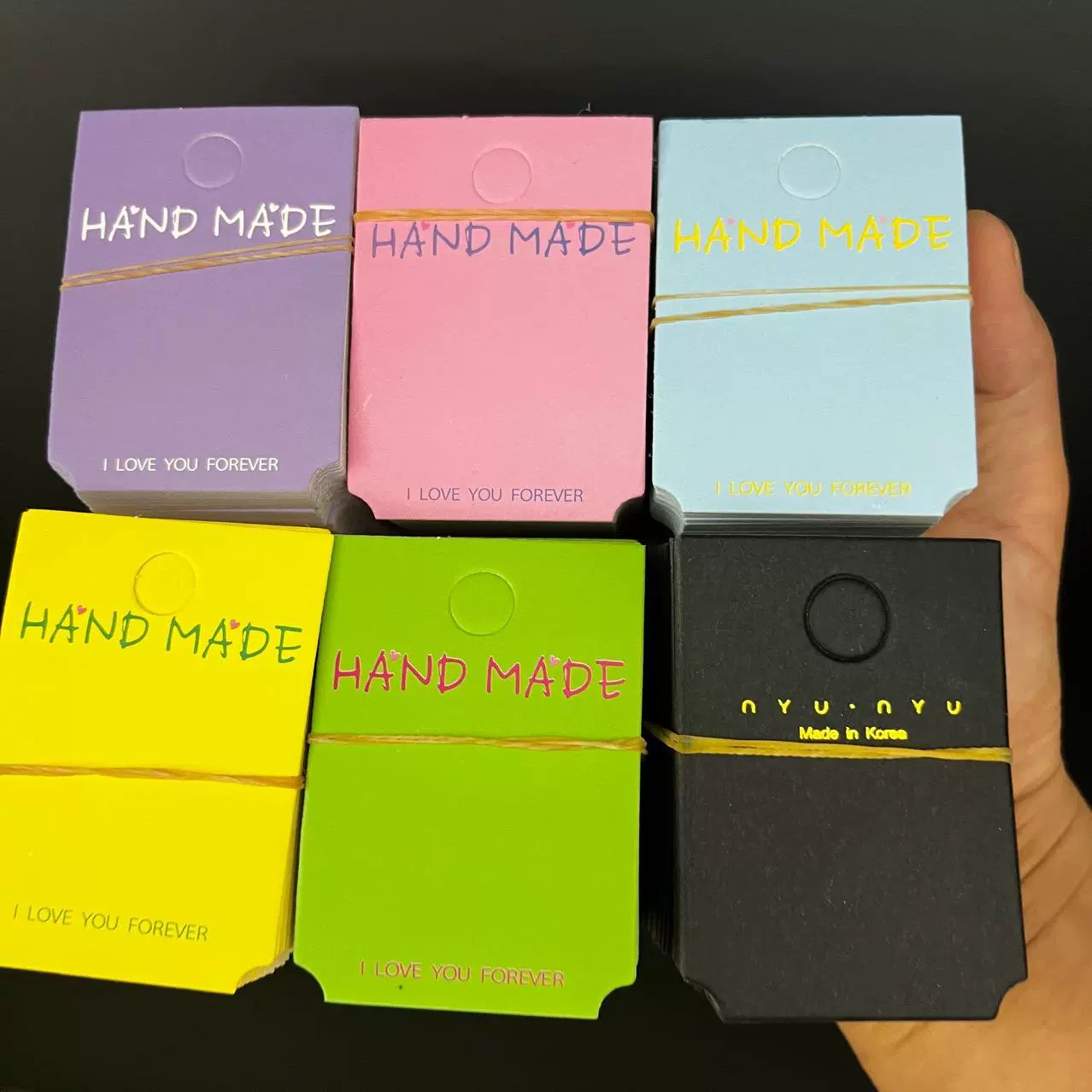 一百张缺角彩色发夹包装卡片抖音热卖吊牌卡纸摆地摊黑色发饰卡头