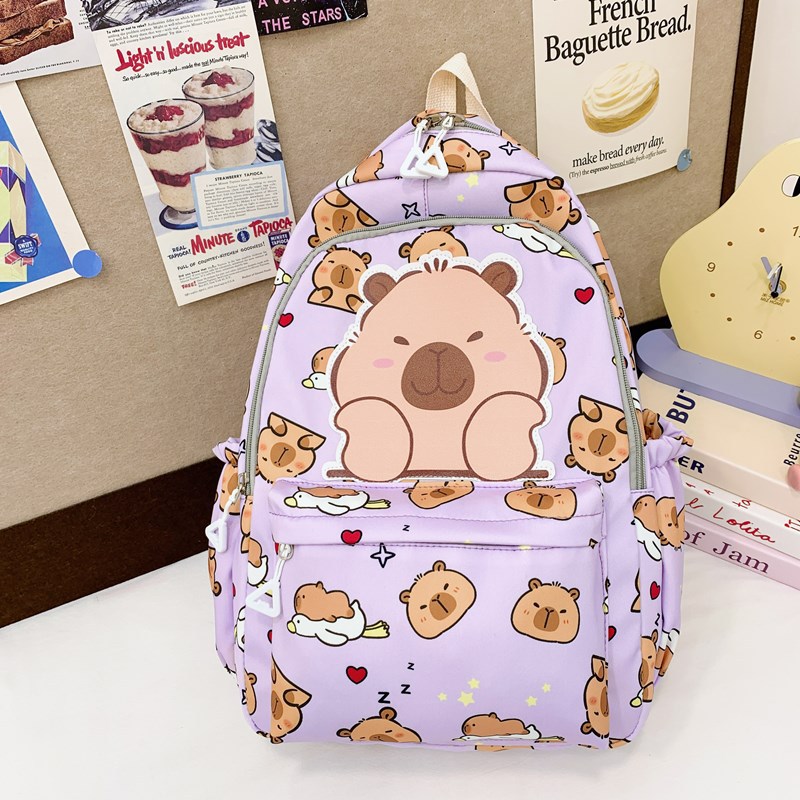 Mochila de dibujos animados para niños y niñas, lindas mochilas para estudiantes de jardín de infantes Capibara, mochilas para niños de gran capacidad.