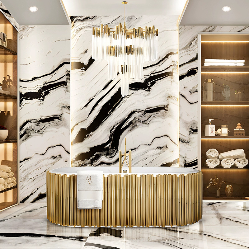 Portuguese Italian Style Light Luxury Art Stainless Steel Bathtub Villa Home Bathroom Bathtub Hotel Adult Bathtub