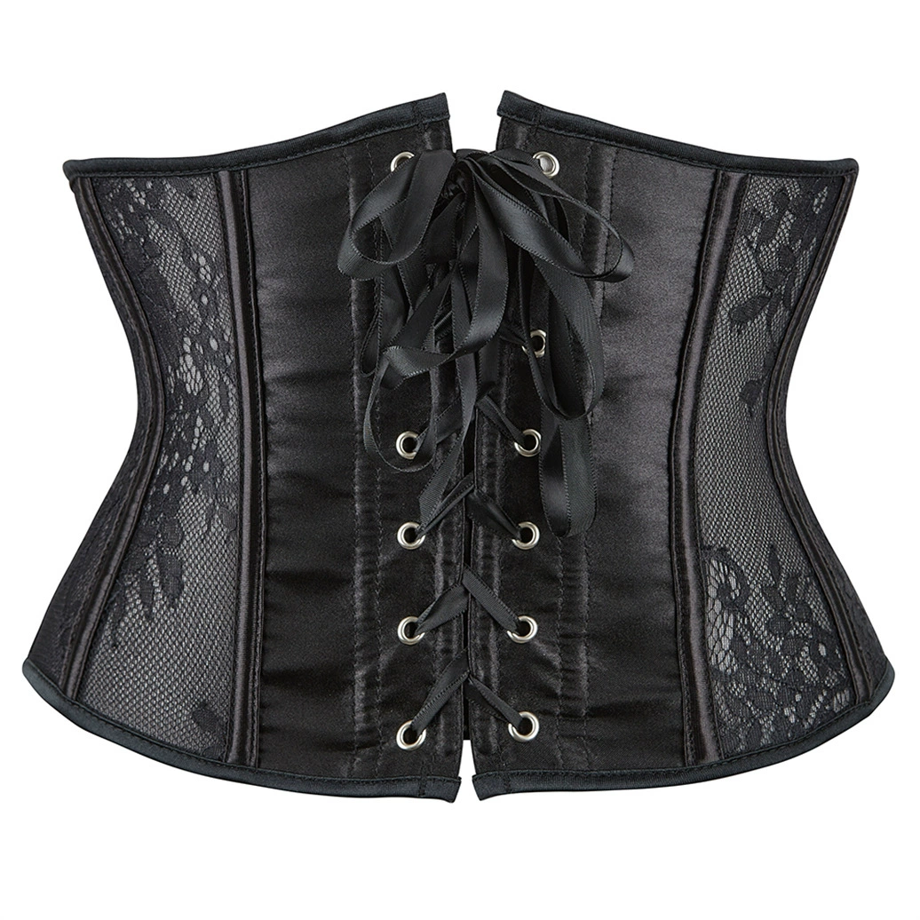 Waist cincher (women) short waist belt, lace breathable shapewear, black, sizes S–6XL
