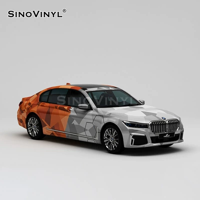 Automotive Film: Black and white double color matching - 152-18m-gray-orange-battle-camouflage