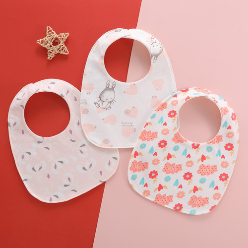 Baby bibs U-shaped saliva napkins children's eating bibs baby pure cotton waterproof milk spitting men's thickened and large rice pocket