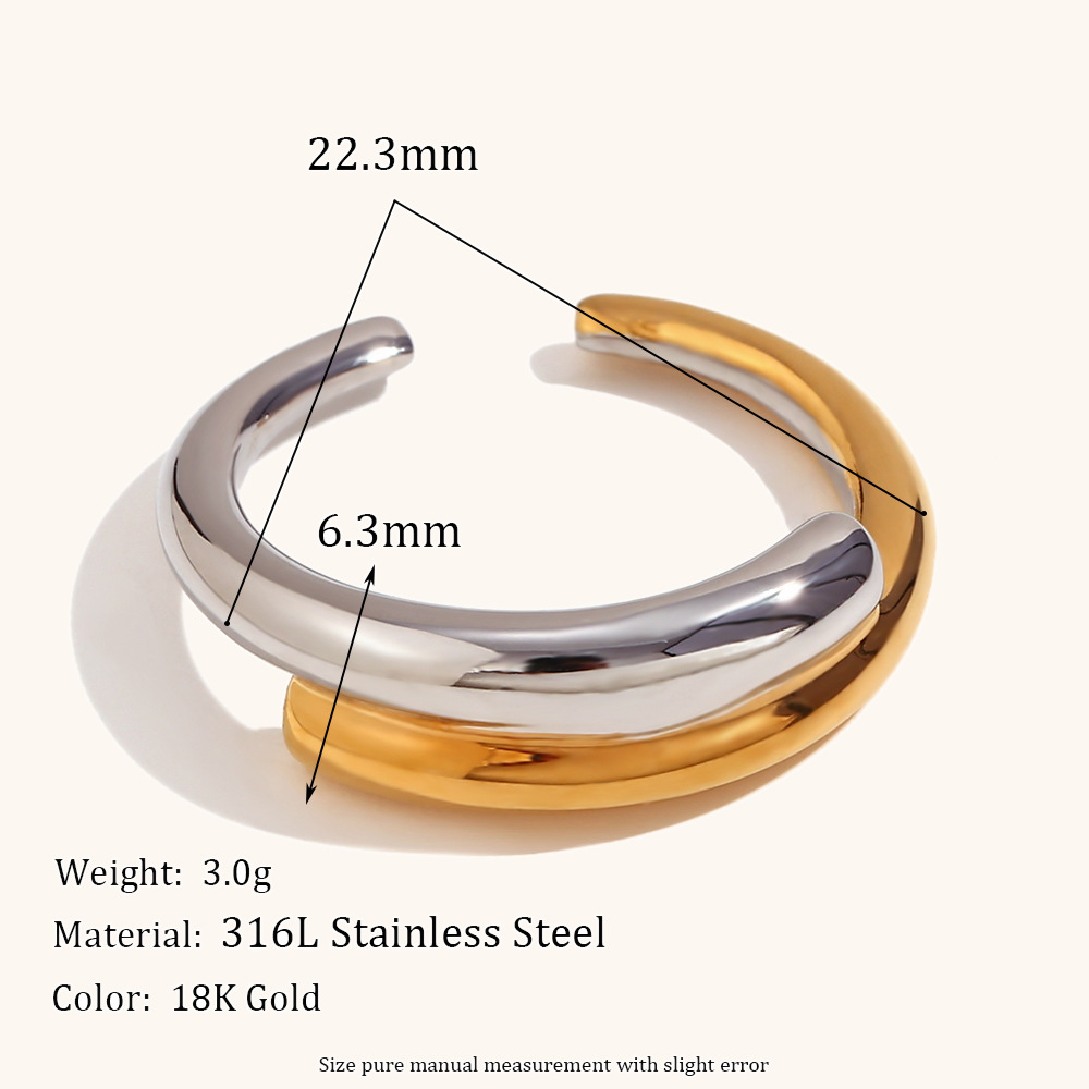 Simple Style Color Block Stainless Steel Rings Bracelets 1 Piece display picture 2