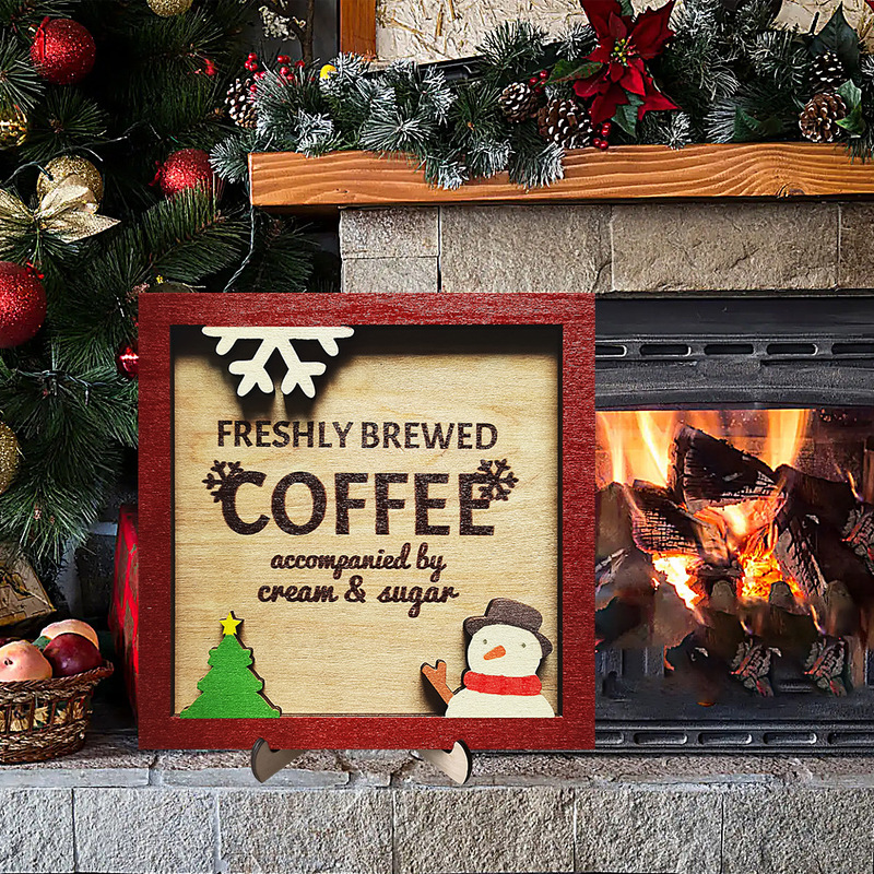 現物クリスマス祝日パーティーの雰囲気配置道具装飾クリスマス木製コーヒーマーク装飾テーブル装飾|undefined