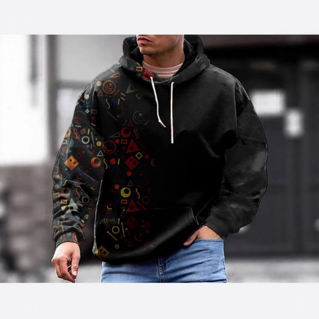 Cross-Border European and American Hooded Sweatshirts for Men 3D Printed Men's Hooded Sweatshirts European and American Autumn and Winter Printed Hooded Sweatshirts