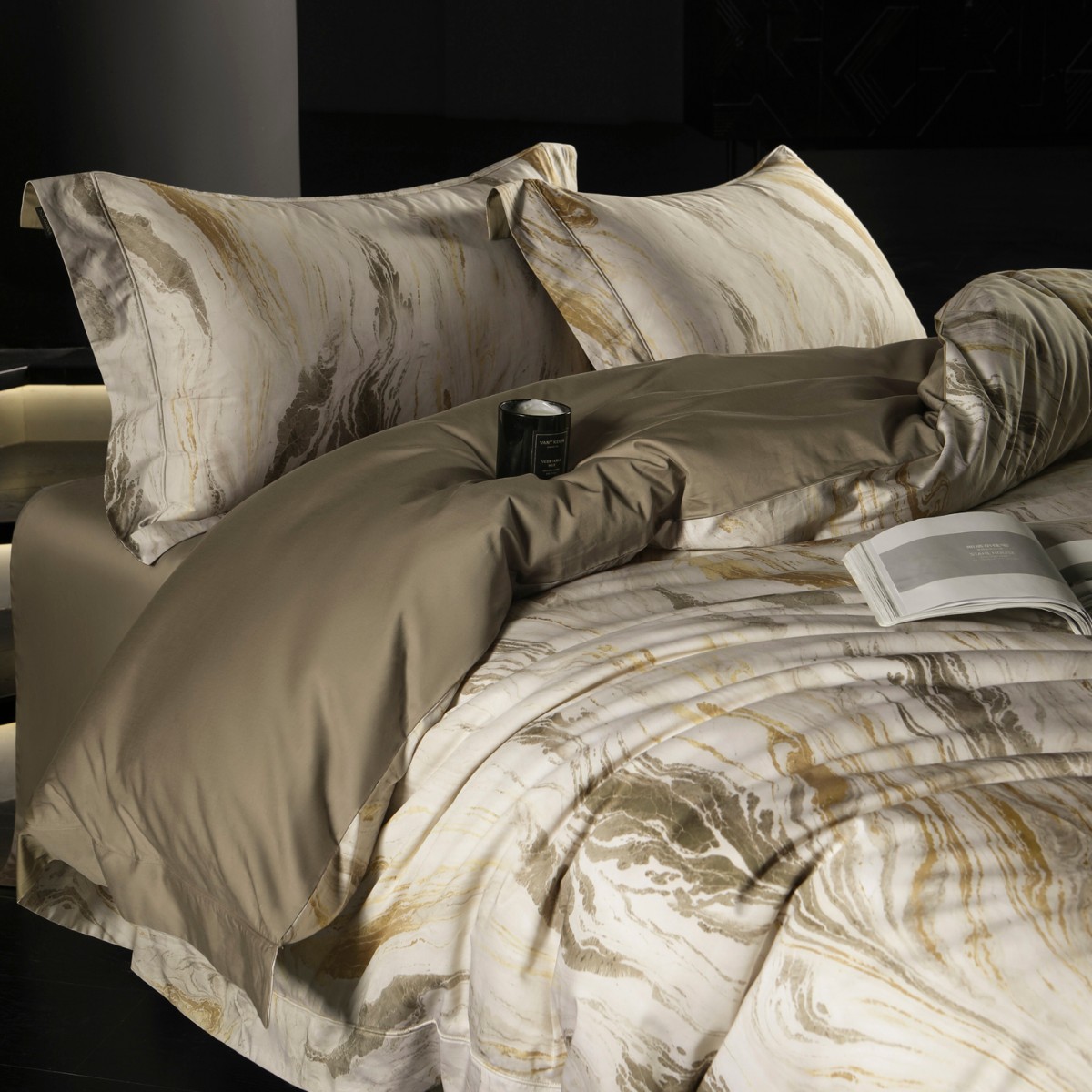 Conjunto de cama 4 peças em algodão elegante para homem_voghion.com