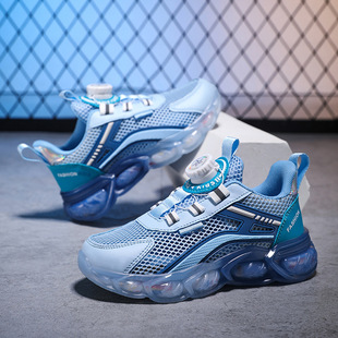 Boys' Shoes 2025 Summer Children's Mesh Breathable Casual sneaker Mid-Large Children's Rotating Buckle Anti-Slip Running Shoes