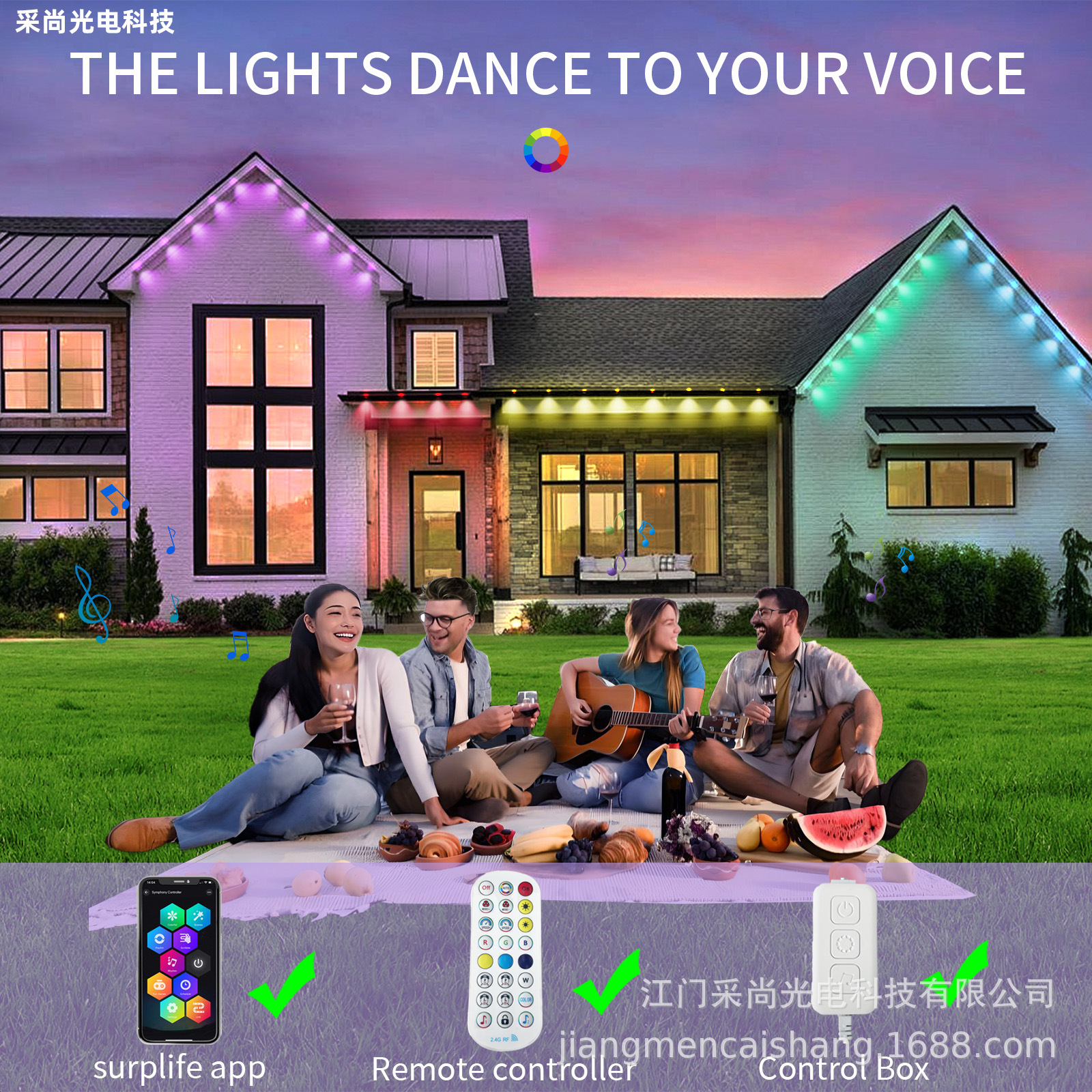 源头生产厂家定制LED屋檐灯RGB亚马逊跨境电商外贸节日装饰氛围灯