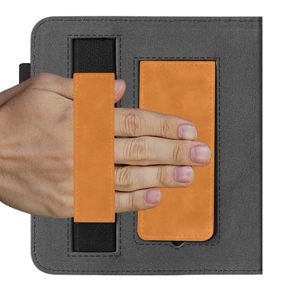 Подходит для Kobo Libra Color 7" (2024) кожаный чехол-рукав с подставкой для рук и ремешком для сна, модель N428
