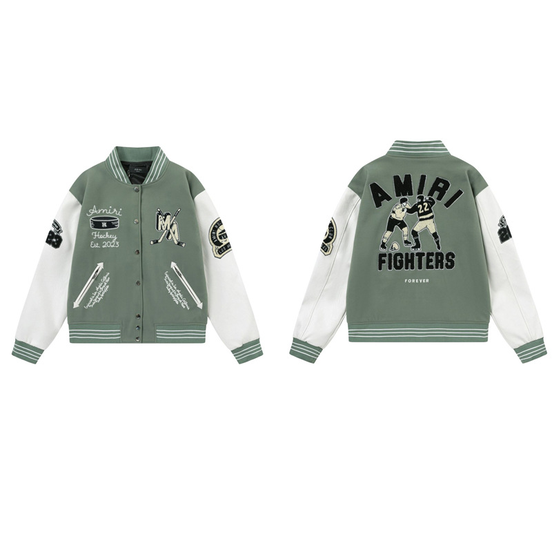 Versión correcta JBAMIRI hueso bordado impresión piloto chaqueta casual de los hombres y las mujeres uniforme béisbol invierno