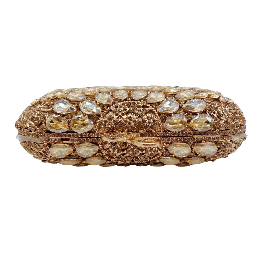 Túi clutch nữ đính đá dạ hội cầm tay phong cách lấp lánh — màu vàng
