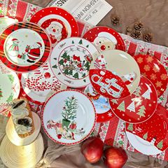 新品8インチクロスボーダー雰囲気感クリスマスセラミック漫画高温エコボウル食器セットins卸売