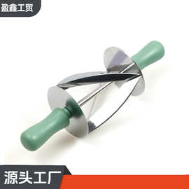 pp＋不锈钢牛角包切皮器滚轴牛角面包刀三角形面皮羊角包烘焙工具