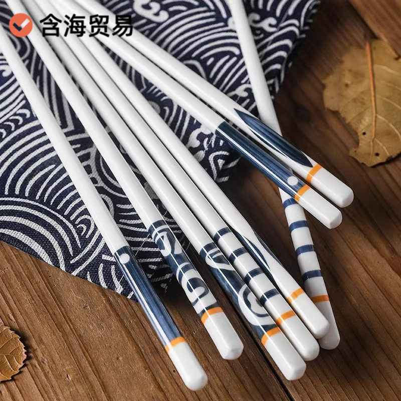 陶器の箸、和風防カビ、高温耐性、滑り止め、家庭用実用セット、変形しない箸のペア、環境に優しく健康|undefined