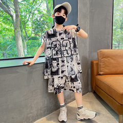 男童休閒套裝2024新款速干運動夏裝男孩背心短褲潮兒童籃球服夏季