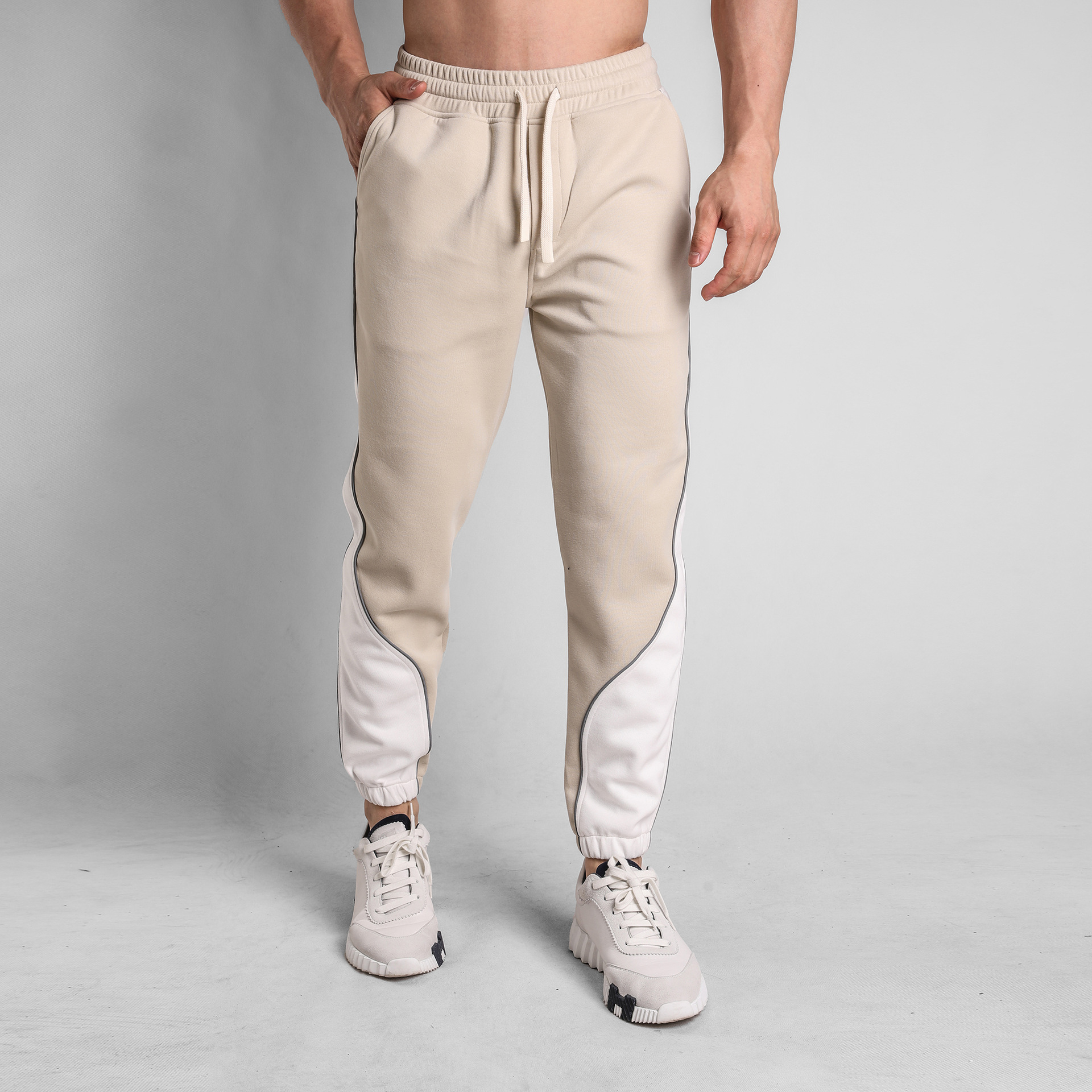 Winter Style Korean Version Of The Of Foot-binding Sports Men's Cotton Loose Sweatpantsy Brand Casual Trousers Color Matching