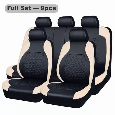Cross-Border Foreign Trade Car Seat: Seat cushion, seat cover - milky-white-9-piece-set