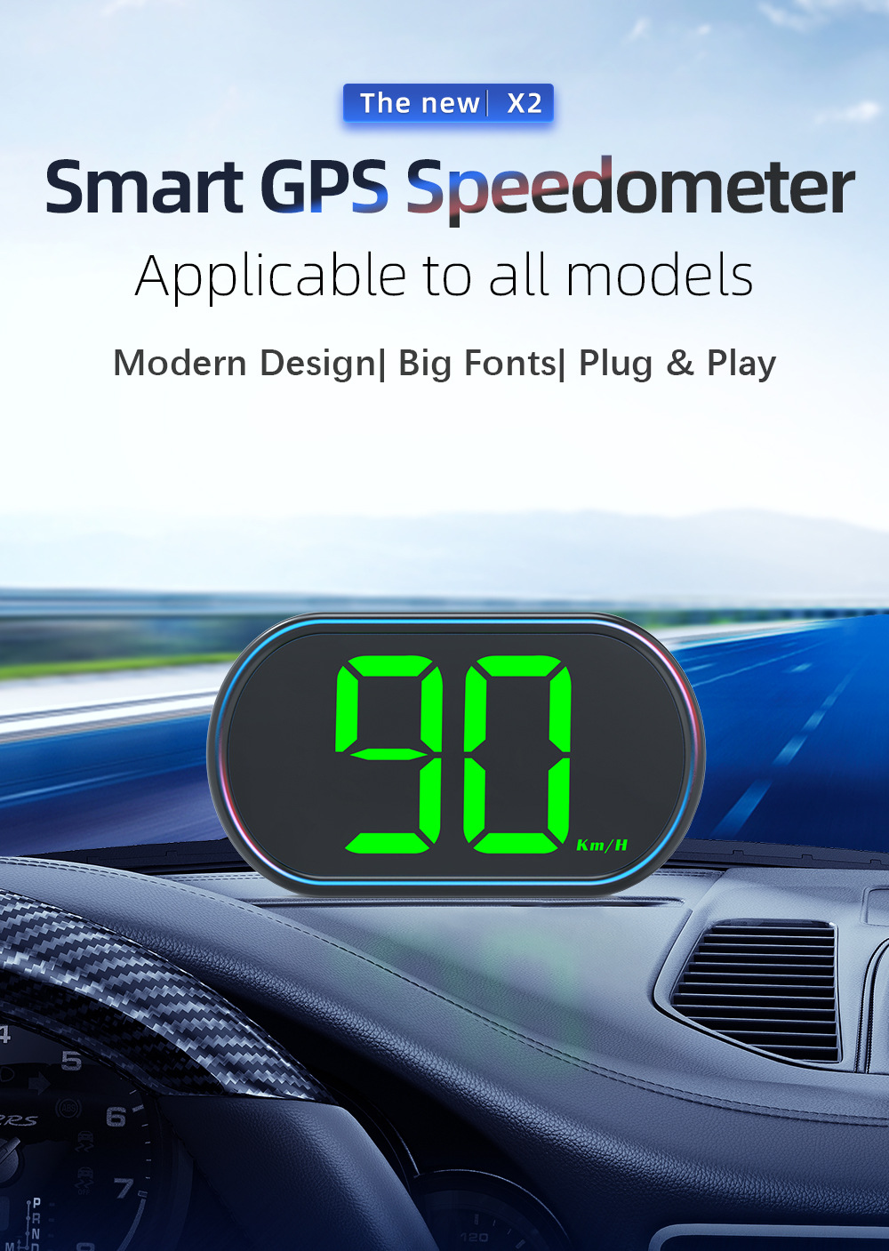 Car HUD Head-Up Display Automotive Beidou GPS Multifunctional Speedometer Speed Head-Up Display Universal