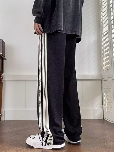 Korean-style vintage loose-fit straight-leg casual pants for men — trendy new summer sports knit sweatpants