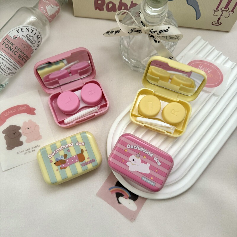 Ins Contact Lens Box Simple and Cute Cartoon Female Contact Lens Box Portable Companion Box Double Care Box B106