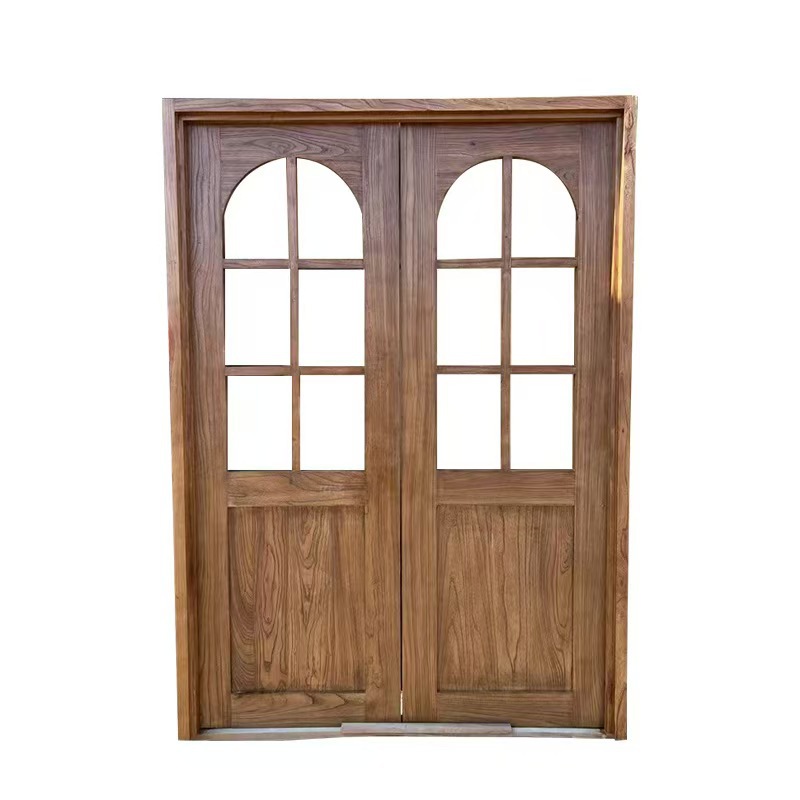 Solid Wood New Chinese Style Double Door Painted Door Can Be Ordered Bedroom Door Study Door Wooden Door Interior Door Arc Arched Door