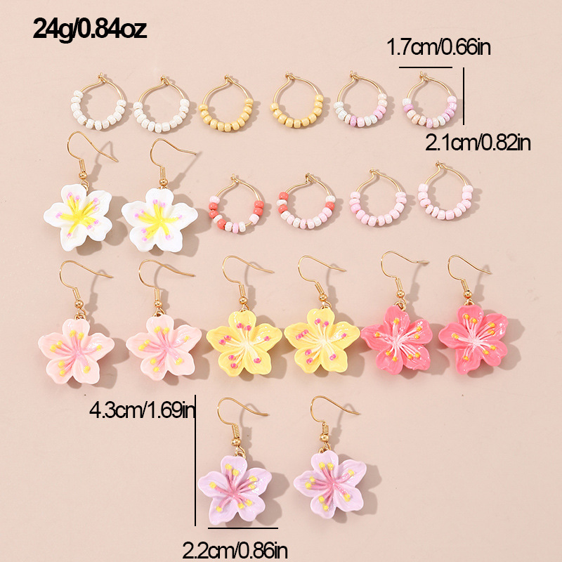 1 Set Simple Style Flower Plating Plastic Drop Earrings display picture 3