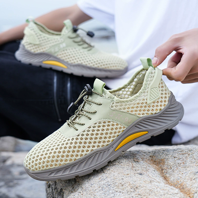 Мужская обувь летом новый 2024 полые сетчатые сетки тонкая дышащая сетчатая обувь спортивная мягкая подошва мужская повседневная обувь