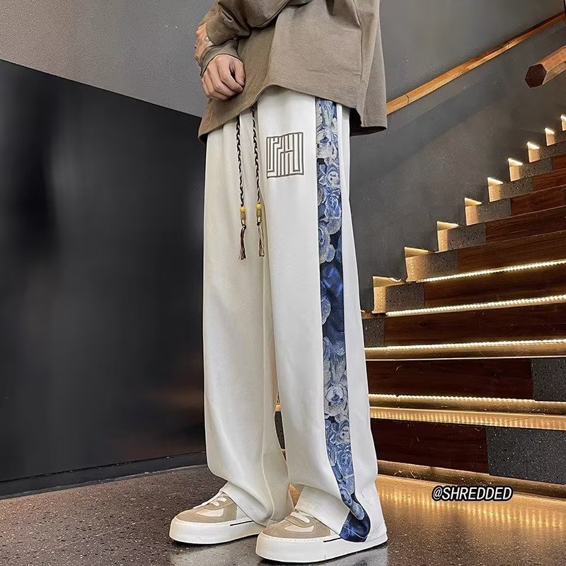 New Chinese style spring and autumn, new loose size men's wide straight leg sanitary pants, casual long pants for men_voghion.com