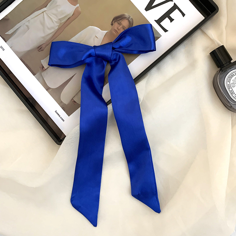 Pañuelo de seda de imitación, tira larga, sentido avanzado, nuevo estilo, color sólido, protección para el cuello, bufanda pequeña, bolsa atada, cinta para el cabello, diadema, cabello atado