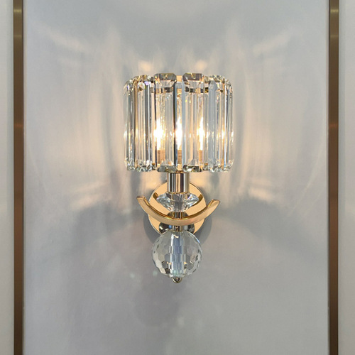 北欧水晶铁艺壁灯客厅简约装饰创意大气卧室床头电视背景墙灯