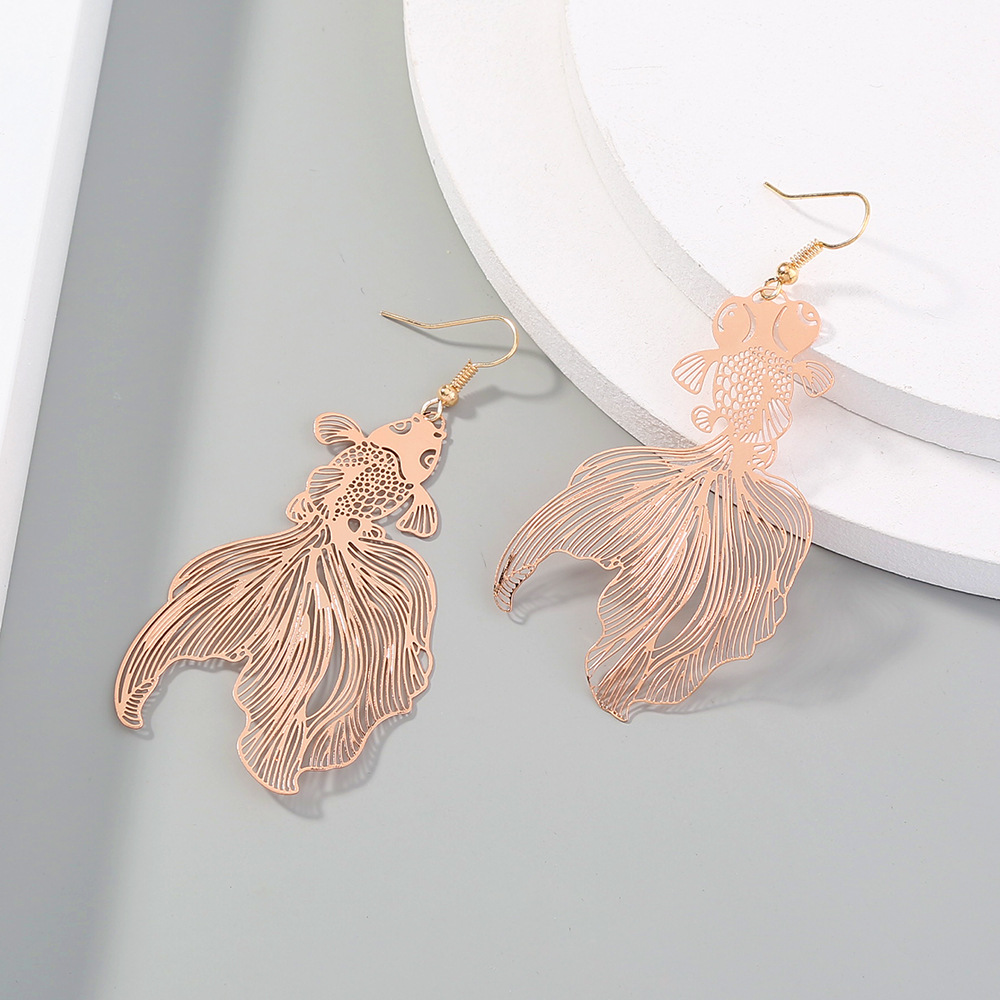 Chinese Style Goldfish Long Earrings display picture 6