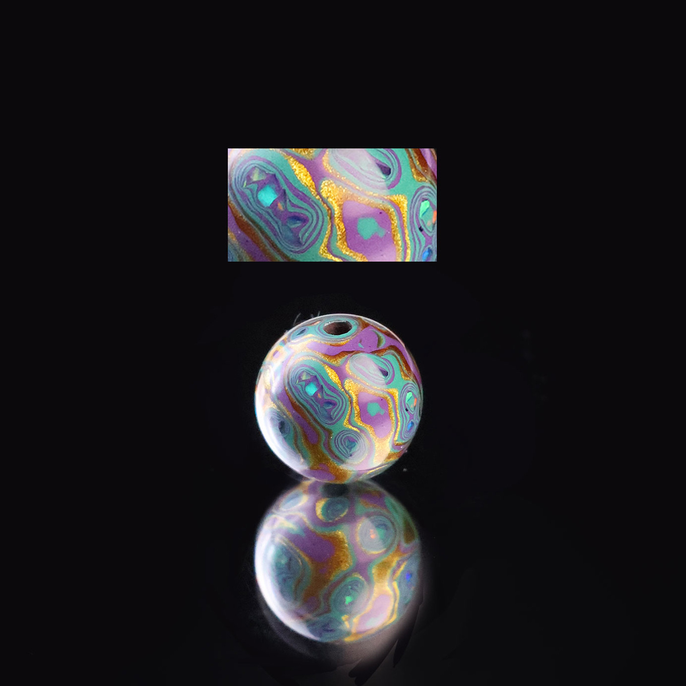 10mm 오팔 도자기 블루 퍼플 골드