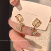 Silver needle, advanced earrings from pearl, silver 925 sample, flowered, high-quality style, 2024 years