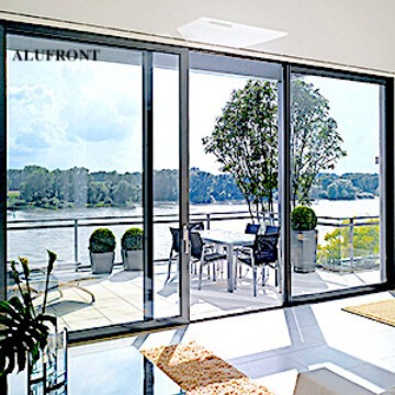 Broken Bridge Aluminum Frame Front Door Windproof Glass Sliding Door