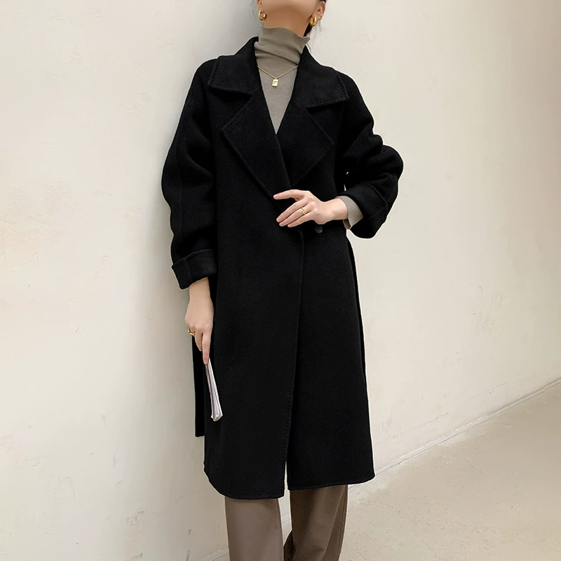 Демисезонное двустороннее кашемировое модное Woolen trench coat, корейский стиль, свободный крой