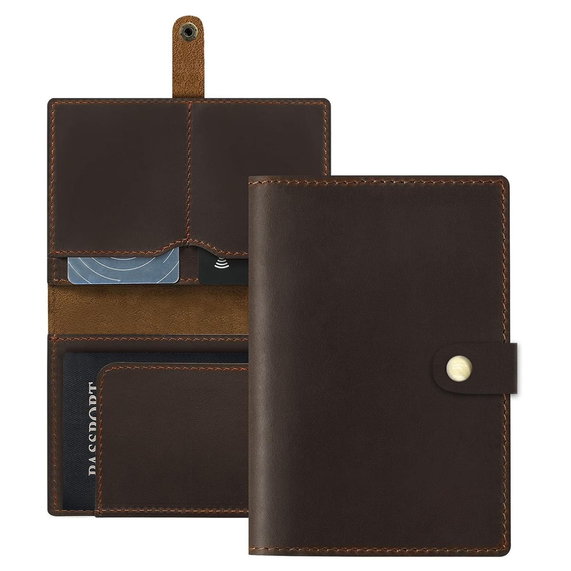 Amazon Retro Crazy Horse Skin Passport Large RFID Anti-Robo Passport Multi-Function Passport Bag