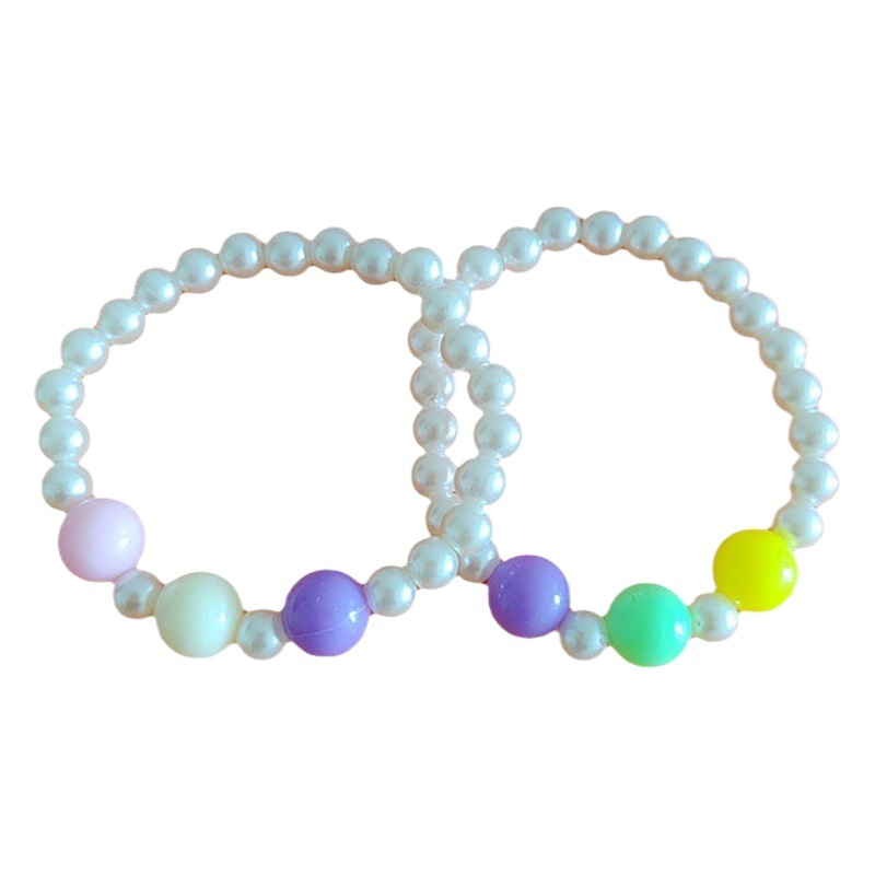 Children's cute bracelet colorful girls' plastic beads beaded handmade small gift wholesale baby imitation pearl jewelry