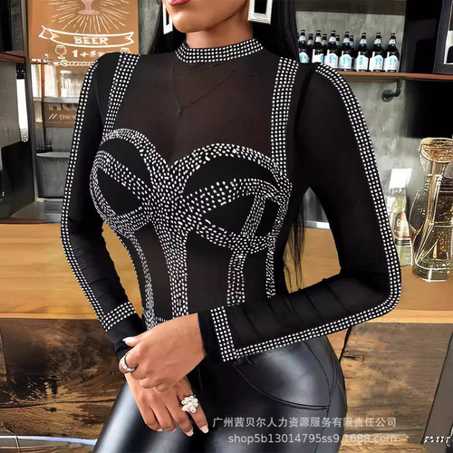 New European and American Fashionable Black Women's Top – DTY001/P1DTY001